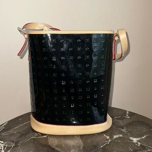 Arcadia Brown/Tan Italian Patent Leather Shoulder Bag! with dust bag